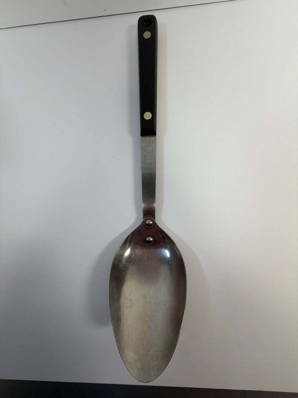 Vintage Flint Stainless USA Serving Spoon with Black Handle